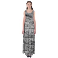 Paris Souvenirs Black And White Pattern Empire Waist Maxi Dress by dflcprintsclothing