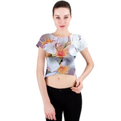 Daisy Painting  Crew Neck Crop Top by StarvingArtisan