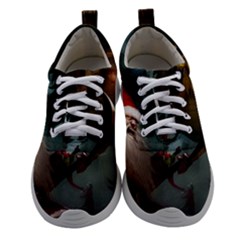 A Santa Claus Standing In Front Of A Dragon Women Athletic Shoes by bobilostore