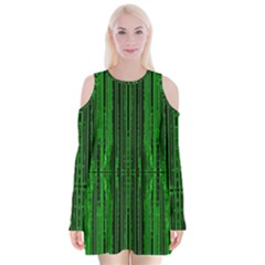Techs Velvet Long Sleeve Shoulder Cutout Dress