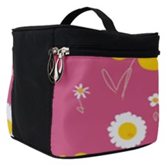 Daisy Flowers Yellow White Dusty Dark Blush Pink Make Up Travel Bag (small) by Mazipoodles