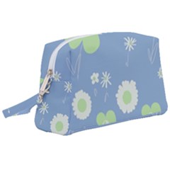 Daisy Flowers Pastel Green White Blue  Wristlet Pouch Bag (large) by Mazipoodles