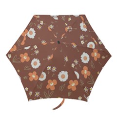 Daisy Flowers Coral White Green Brown  Mini Folding Umbrellas by Mazipoodles