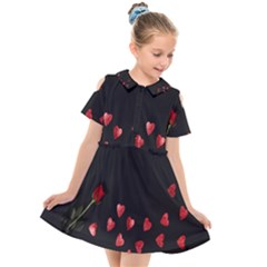 Valentine Day Heart Flower Kids  Short Sleeve Shirt Dress by artworkshop