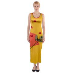 Valentine Day Heart Flower Gift Fitted Maxi Dress by artworkshop