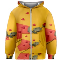 Valentine Day Heart Flower Gift Kids  Zipper Hoodie Without Drawstring by artworkshop