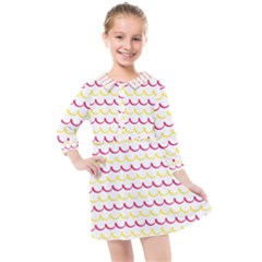 Pattern Waves Kids  Quarter Sleeve Shirt Dress by artworkshop