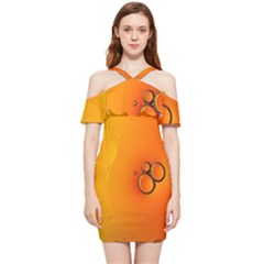 Wallpaper Liquid Bubbles Macro Orange Bright Shoulder Frill Bodycon Summer Dress by artworkshop