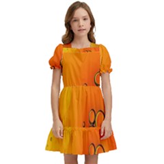 Wallpaper Liquid Bubbles Macro Orange Bright Kids  Puff Sleeved Dress by artworkshop