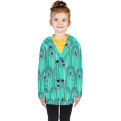 Gradient Art Deco Pattern Design Kids  Double Breasted Button Coat by artworkshop