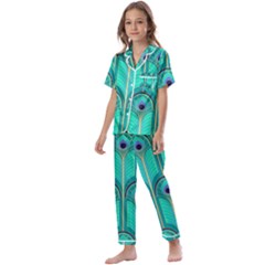 Gradient Art Deco Pattern Design Kids  Satin Short Sleeve Pajamas Set by artworkshop