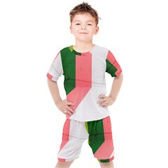 Green Pink Interior Paint Kids  Tee And Shorts Set by artworkshop