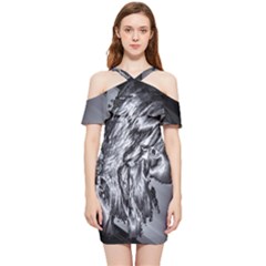Iron Slide Shoulder Frill Bodycon Summer Dress by MRNStudios