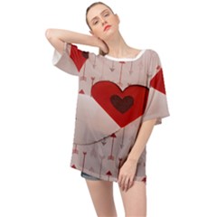 Valentine Day Heart Love Logo Oversized Chiffon Top by artworkshop