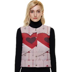Valentine Day Heart Love Logo Women s Short Button Up Puffer Vest by artworkshop