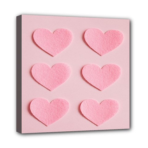 Valentine Day Heart Pattern Pink Mini Canvas 8  X 8  (stretched) by artworkshop