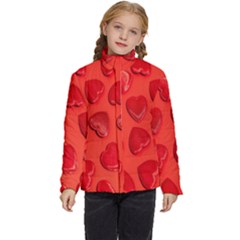 Valentine Day Heart Pattern  Kids  Puffer Bubble Jacket Coat by artworkshop