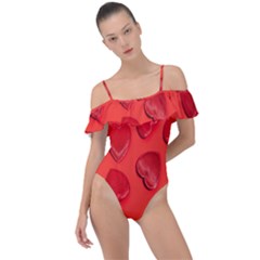 Valentine Day Heart Pattern  Frill Detail One Piece Swimsuit by artworkshop