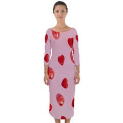 Valentine Day Heart Pattern Quarter Sleeve Midi Bodycon Dress by artworkshop