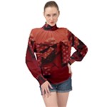 Valentines Gift High Neck Long Sleeve Chiffon Top