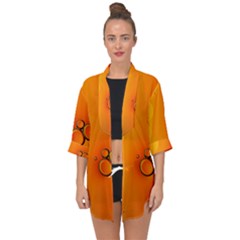 Wallpaper Liquid Bubbles Macro Orange Bright Open Front Chiffon Kimono by artworkshop