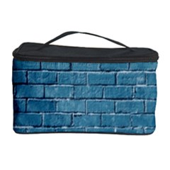 White And Blue Brick Wall Cosmetic Storage by artworkshop
