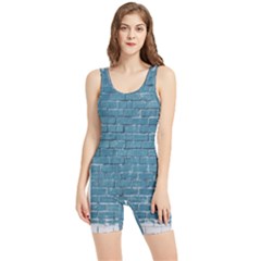 White And Blue Brick Wall Women s Wrestling Singlet by artworkshop