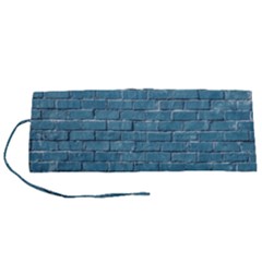 White And Blue Brick Wall Roll Up Canvas Pencil Holder (s)