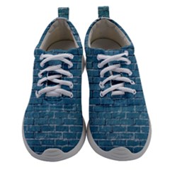 White And Blue Brick Wall Women Athletic Shoes by artworkshop