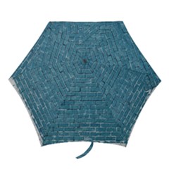 White And Blue Brick Wall Mini Folding Umbrellas by artworkshop