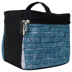 White And Blue Brick Wall Make Up Travel Bag (big) by artworkshop