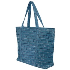 White And Blue Brick Wall Zip Up Canvas Bag by artworkshop