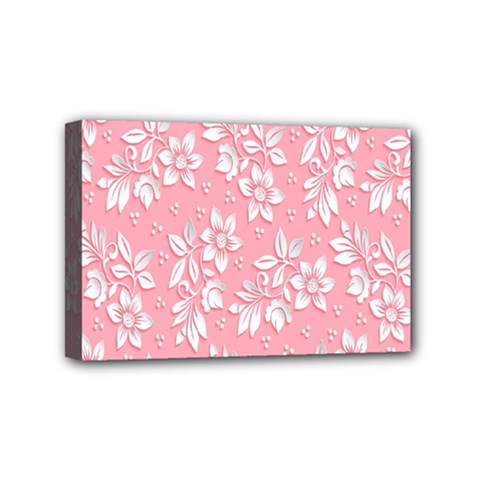 Texture With White Flowers Mini Canvas 6  X 4  (stretched) by artworkshop