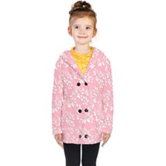 Texture With White Flowers Kids  Double Breasted Button Coat by artworkshop