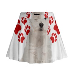 West Highland White Terrier Gift T- Shirt Cute West Highland White Terrier Valentine Heart Paw West Mini Flare Skirt by maxcute