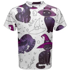 Witch Cat T- Shirt Cute Fantasy Space Witch Cats T- Shirt Men s Cotton Tee by maxcute