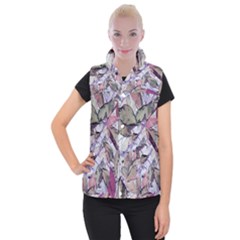 Leaves  Women s Button Up Vest by DinkovaArt