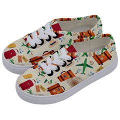 Suitcase Tickets Plane Camera Kids  Classic Low Top Sneakers by Ravend