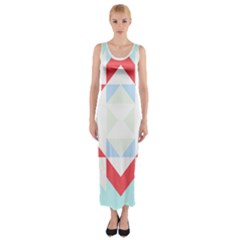 Abstract Pattern T- Shirt Hourglass Pattern  Urban Tones Abstract  Blue And Red  Soft Furnishings 4 Fitted Maxi Dress by maxcute