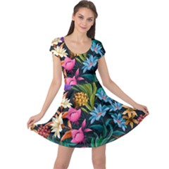 Floral Print  Cap Sleeve Dress by BellaVistaTshirt02