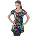 Floral print  Puff Sleeve Tunic Top View1