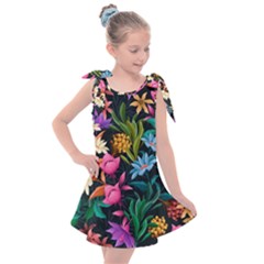 Floral Print  Kids  Tie Up Tunic Dress by BellaVistaTshirt02