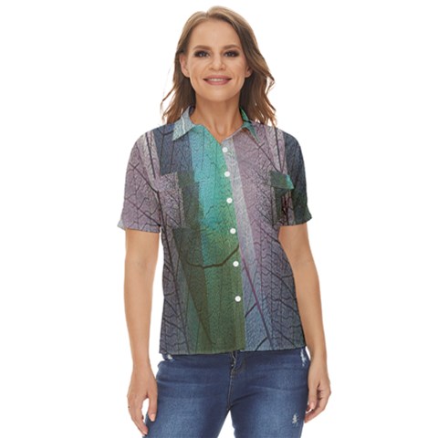 Abstract Pattern  Women s Short Sleeve Double Pocket Shirt by artworkshop