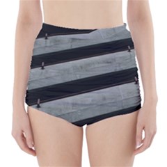 Pattern With A Cement Staircase High-waisted Bikini Bottoms by artworkshop