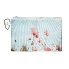 Cosmos Flower Blossom In Garden Canvas Cosmetic Bag (large) by artworkshop