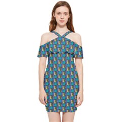 Evita Pop Art Style Graphic Motif Pattern Shoulder Frill Bodycon Summer Dress by dflcprintsclothing
