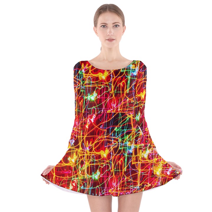 Design Art Pattern Long Sleeve Velvet Skater Dress