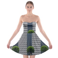 Exterior Building Pattern Strapless Bra Top Dress by artworkshop