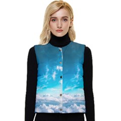 Landscape Sky Clouds Hd Wallpaper Women s Short Button Up Puffer Vest by artworkshop