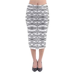 Black And White Tribal Print Pattern Midi Pencil Skirt by dflcprintsclothing